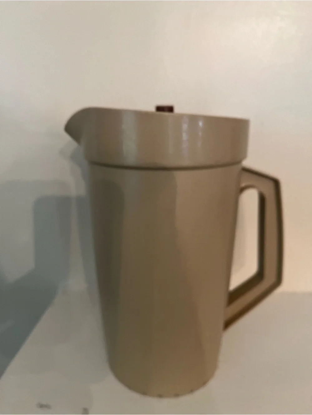 Vintage Tupperware Tan Pitcher with Lid